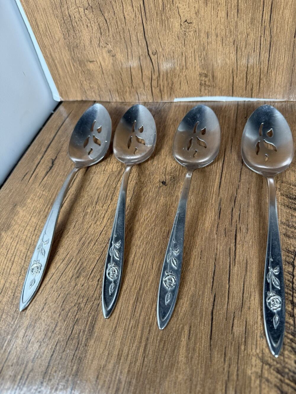 Oneida Community Stainless Flatware - MY ROSE - Slotted Serving Spoon Lot of 4